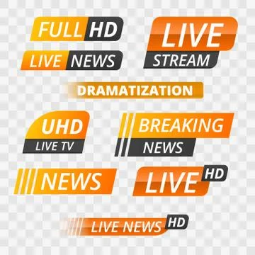 Vector tv news banner interface , news label strip or icon, live news, breaking Stock Illustration