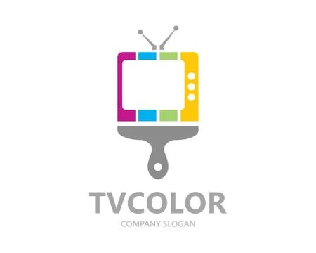 Vector TV paint logo template design. Creative television symbol or icon Stock Illustration