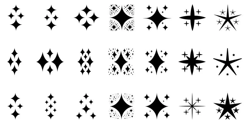 Vector twinkle star illustration.  Set of Sparkle star icon art. Illustration