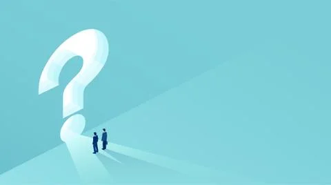 Vector of two businessmen standing in front of a keyhole shaped as a question Stock Illustration
