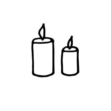 Vector two candles in doodle style Stock Illustration