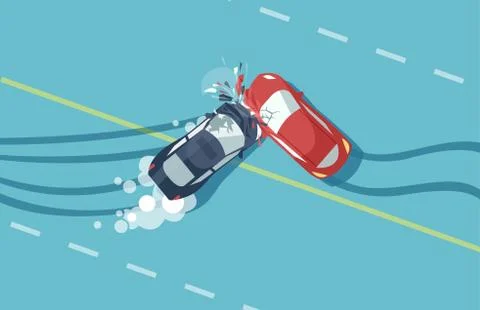 Vector of two car accident Stock Illustration