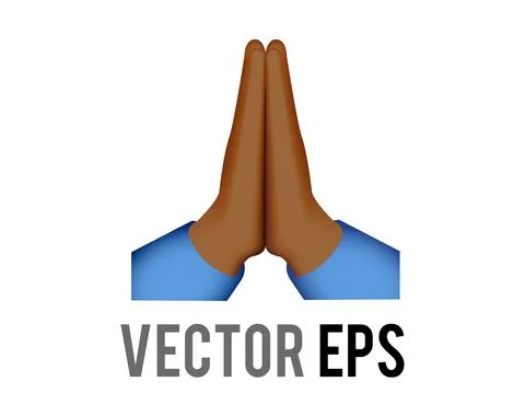 Vector two dark skin tone hands placed together, thank you or pray icon Stock Illustration