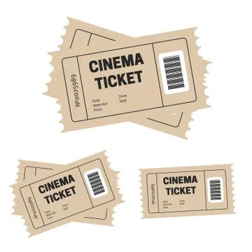 Vector two designed cinema tickets. Movie tickets. Event icons Stock Illustration