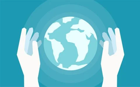 Vector of two hands holding Earth Stock Illustration