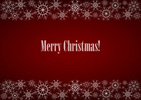 Vector two horizontal ribbons consisting of snowflakes on dark red background Stock Illustration