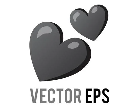 Vector two love gradient gray hearts icon, used for expressions of love is in Stock Illustration