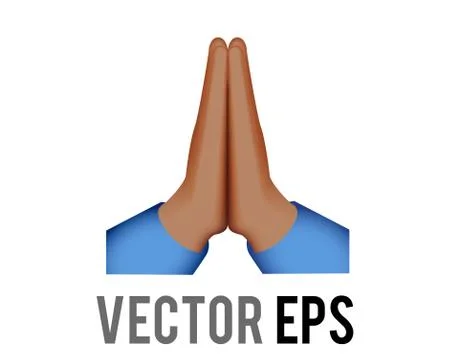 Vector two medium dark brown skin tone hands placed together thank you or pra Stock Illustration