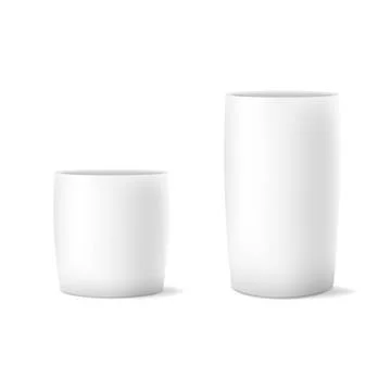 Vector of two realistic isolated white flower pot on white background. Vector Stock Illustration