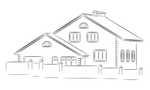 Vector two-storey private house Stock Illustration