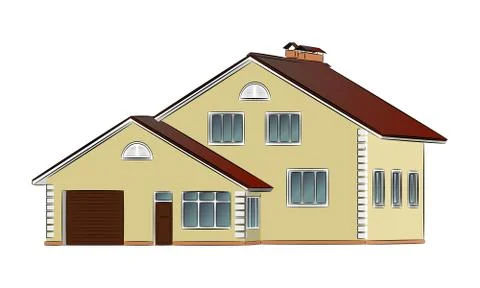 Vector two-storey private house Stock Illustration