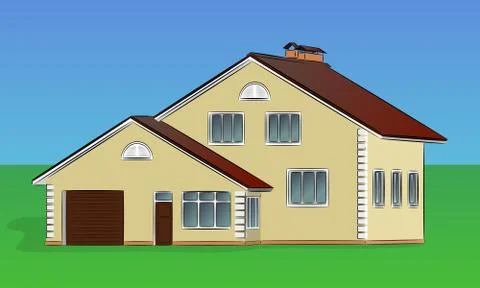 Vector two-storey private house Stock Illustration