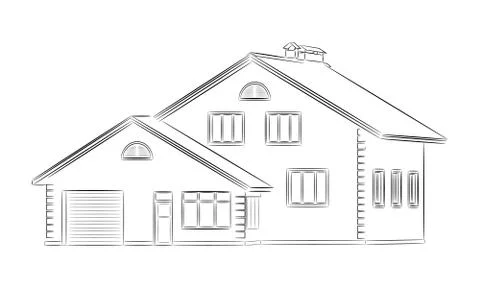 Vector two-storey private house Stock Illustration