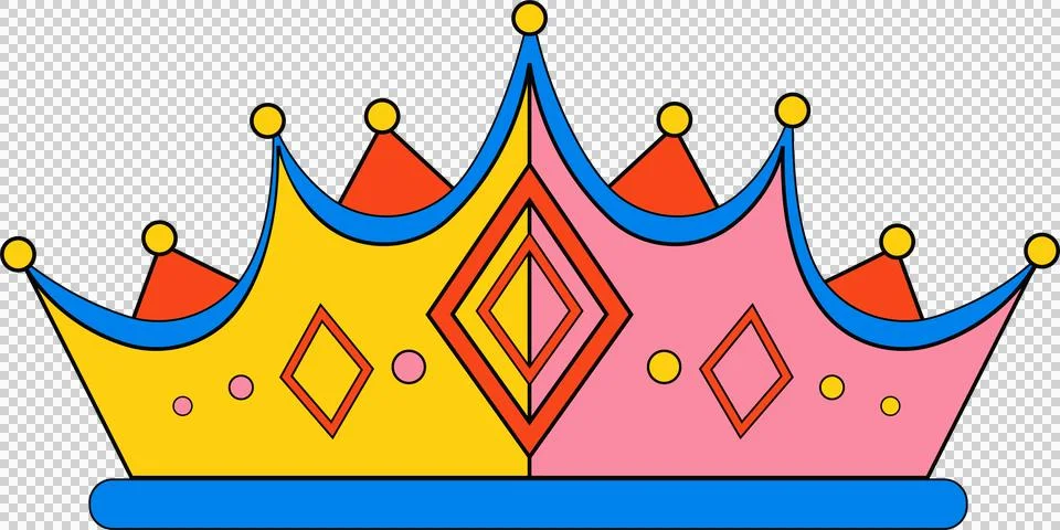 Vector two-toned crown floating on transparent background showing gold spheres 库存插图