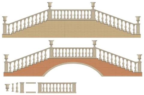 Vector two-way ladder and bridge 库存插图