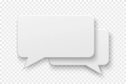 Vector two white blank paper speech bubbles on background. Rectangle shape Stock Illustration