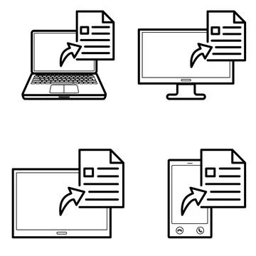 Vector. Types of electronic documents. Paper sheet icons set, paper format. Stock Illustration