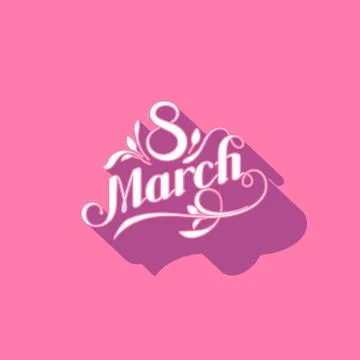 Vector typographic illustration of handwritten 8 (eight) of March vintage label Stock Illustration