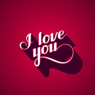 Vector typographic illustration of handwritten I love you  retro label Stock Illustration