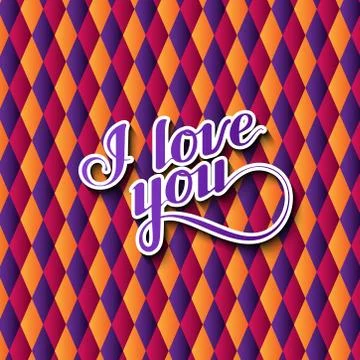 Vector typographic illustration of handwritten I love you retro label on the Stock Illustration