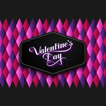 Vector typographic illustration of handwritten St. Valentines  Day retro label Stock Illustration