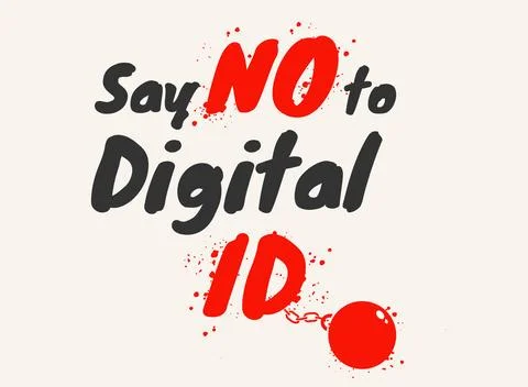 Vector typographic illustration of say no to digital ID. Vintage Typography.. Stock Illustration