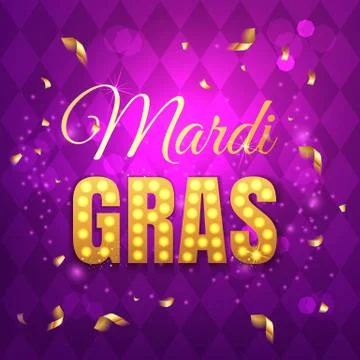 Vector typographical illustration of Mardi Gras beauty purple background with Stock-Illustration