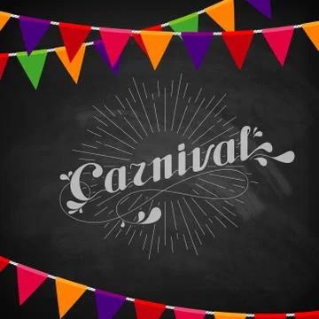 Vector typographical illustration of ornate chalk word carnival on the Stock-Illustration
