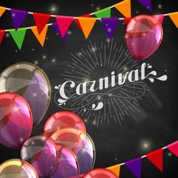 Vector typographical illustration of ornate chalk word carnival on the Illustrazione stock