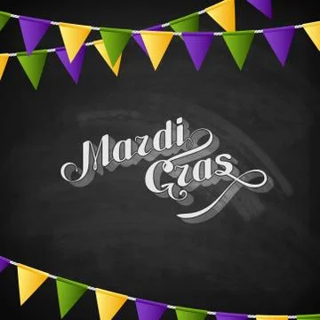 Vector typographical illustration of ornate chalk word Mardi Gras on the Stock-Illustration
