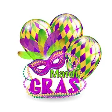 Vector typographical illustration of ornate chalk words Mardi Gras on the 스톡 일러스트