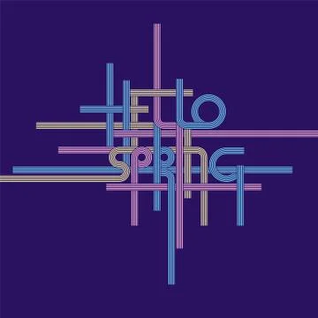Vector typography background, phrase Hello Spring Stock Illustration