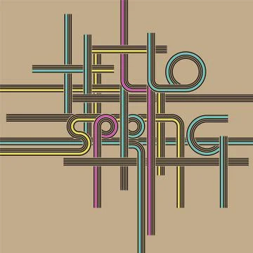 Vector typography background, phrase Hello Spring Stock Illustration