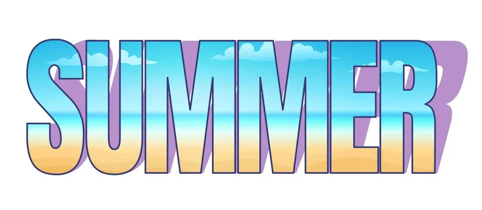 Vector typography with tropical beach. Иллюстрация