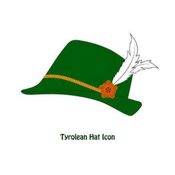 Vector Tyrolean Hat Icon with a feather isolation over white Stock Illustration