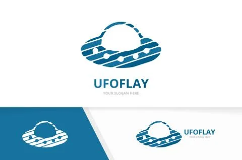 Vector UFO logo combination. Spaceship symbol or icon. Unique alien logotype Stock Illustration