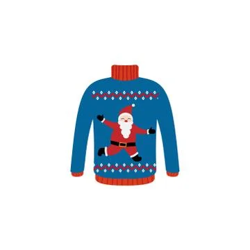 Vector ugly sweaters for Christmas party. Knitted jumpers with winter pattern Stock Illustration