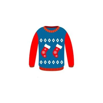 Vector ugly sweaters for Christmas party. Knitted jumpers with winter pattern Stock Illustration