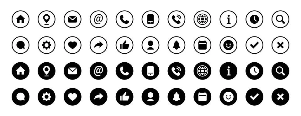 Vector UI icons collection. Outline and solid vector illustration set with .. 스톡 일러스트