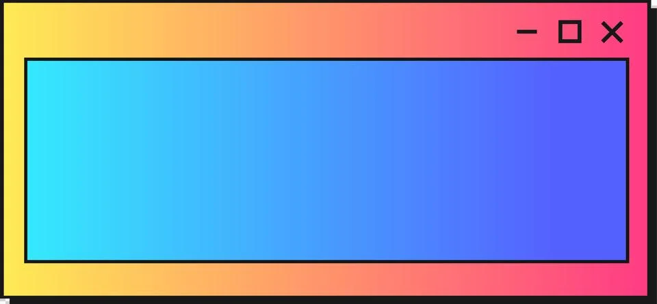 Vector UI window is showing gradient border, inner panel, control icons on Stock Illustration