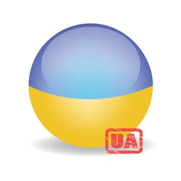 Vector - Ukraine Flag Glossy Button Stock Illustration