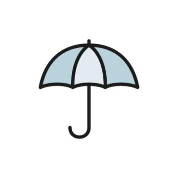 Vector umbrella flat color icon. Isolated on white background Stock Illustration