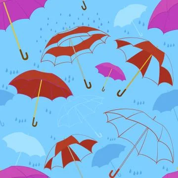 Vector umbrellas seamless pattern Stock Illustration