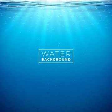 Vector underwater blue ocean background design template. Summer illustration Stock Illustration