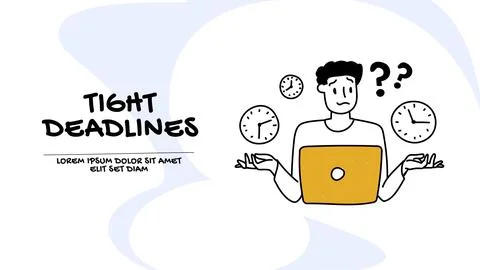 Vector of an unhappy with tight deadlines man sitting in office at a desk Stock Illustration
