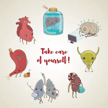 Vector unhealthy human organs Stock Illustration