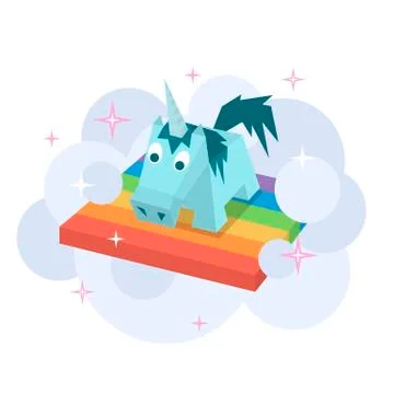 Vector unicorn flat image. Stock Illustration