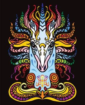 Vector unicorn isolated on black Illustrazione stock