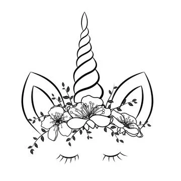 Vector unicorn isolated on white background. Coloring book page for adults, k Illustrazione stock