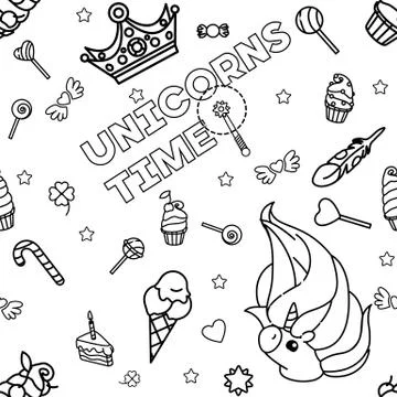 Vector unicorn pattern coloring page Stock Illustration